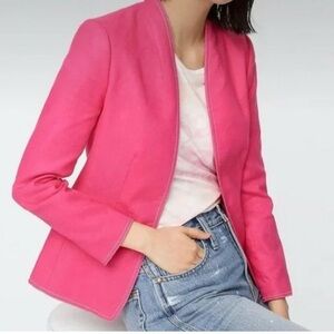 J.Crew Going Out Blazer Hot Pink Fuchsia Stretch Linen Jacket Size 4 NWT
